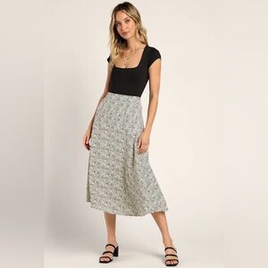 Lush Floral Midi Skirt